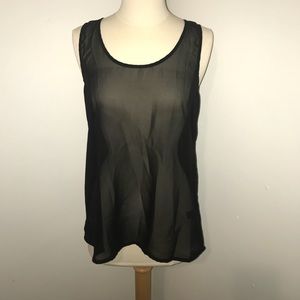 Sheer black tank top with bow detail on the back